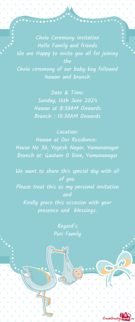 Hawan at 8:30AM Onwards