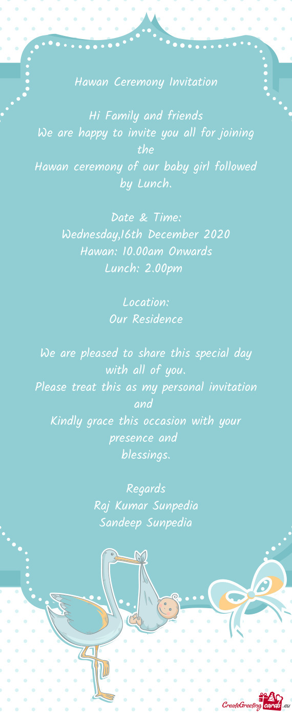 Hawan Ceremony Invitation