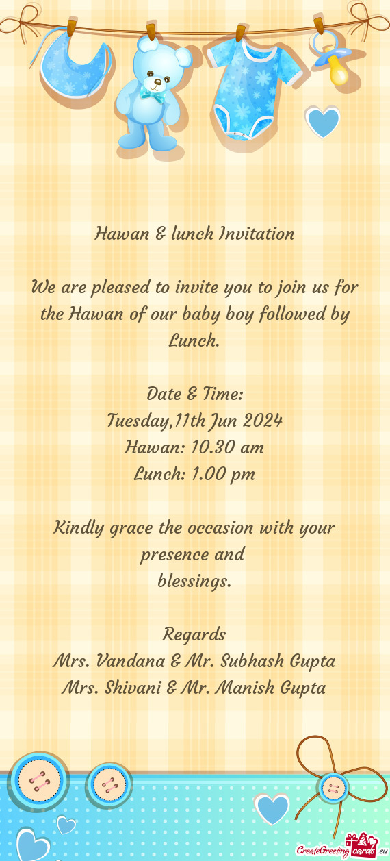 Hawan & lunch Invitation