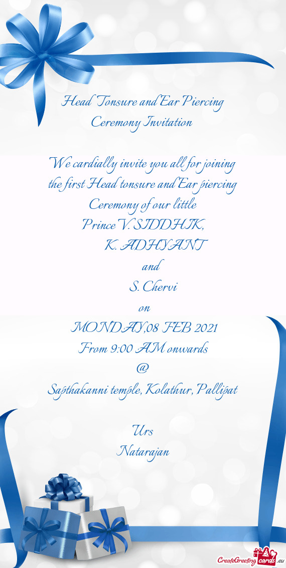 Head Tonsure and Ear Piercing Ceremony Invitation