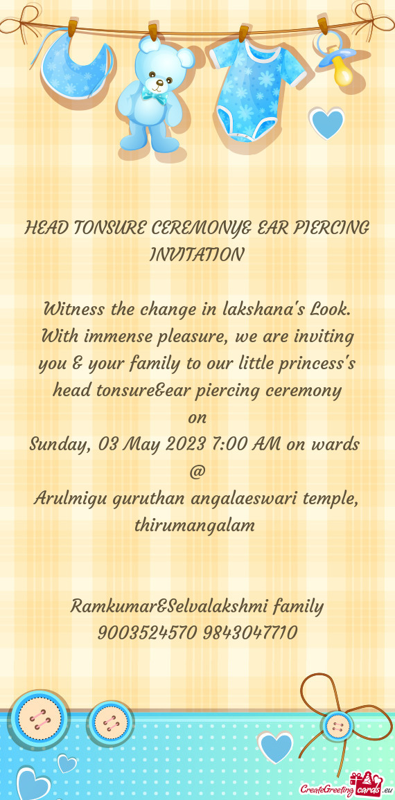 HEAD TONSURE CEREMONY& EAR PIERCING INVITATION