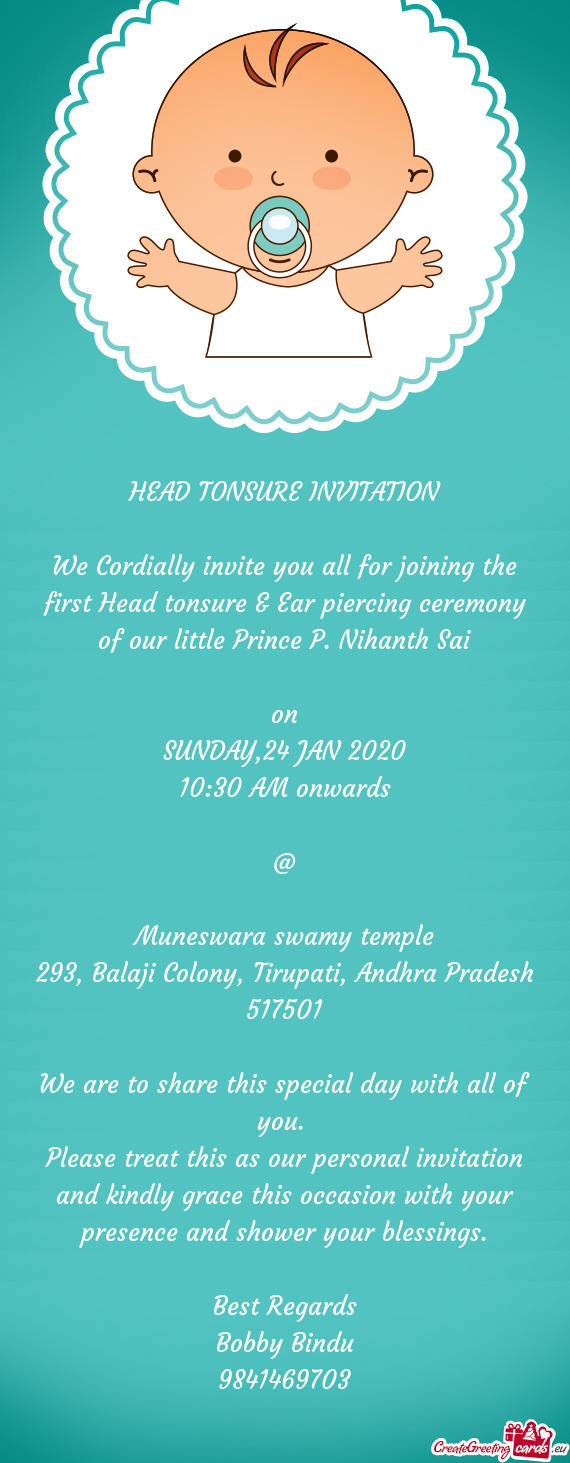 HEAD TONSURE INVITATION