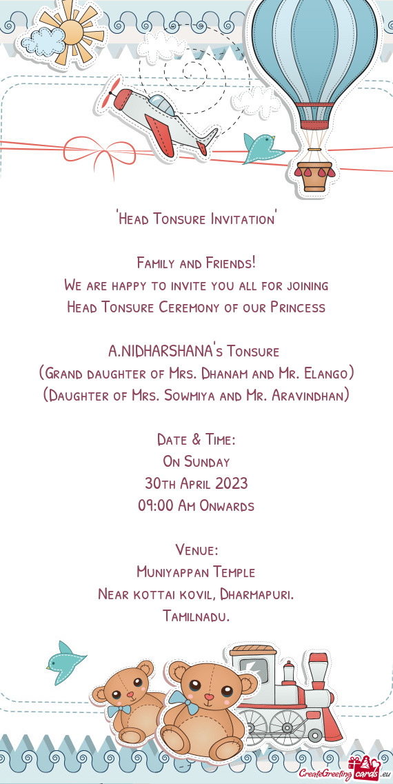 "Head Tonsure Invitation"