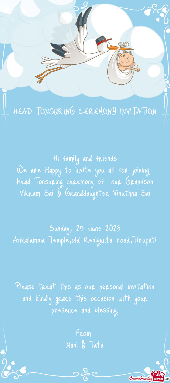 HEAD TONSURING CEREMONY INVITATION