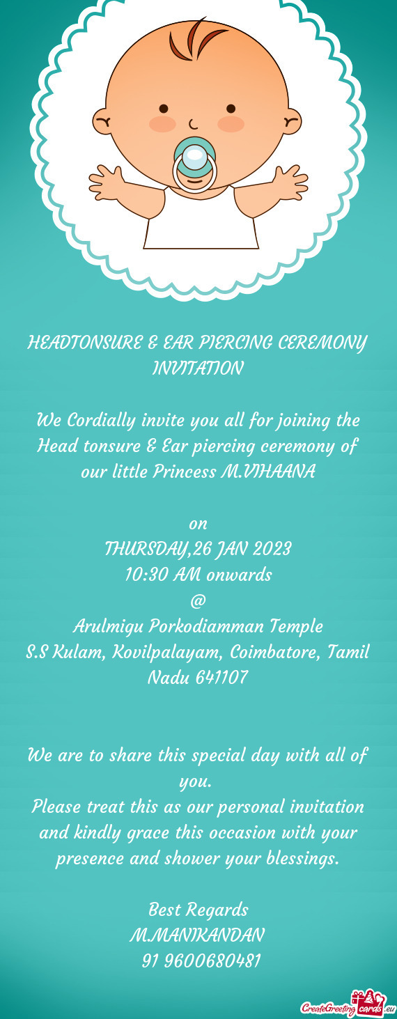 HEADTONSURE & EAR PIERCING CEREMONY INVITATION