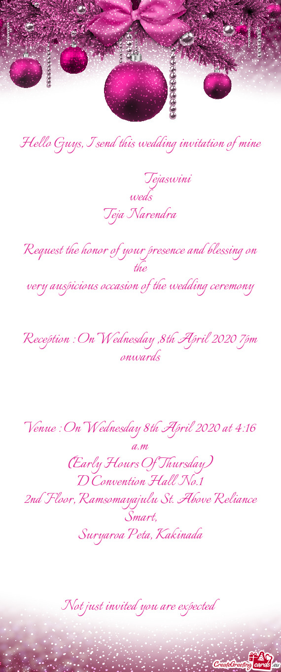 Hello Guys, I send this wedding invitation of mine