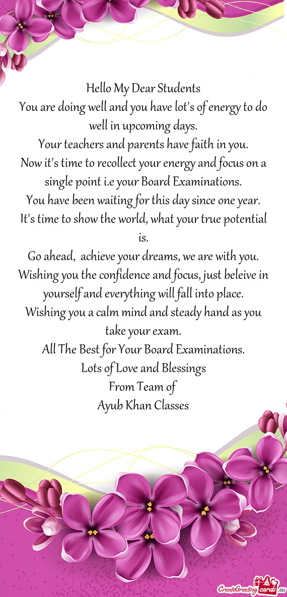 Hello My Dear Students