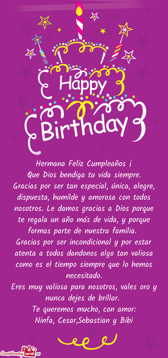 Hermana Feliz Cumpleaños ¡