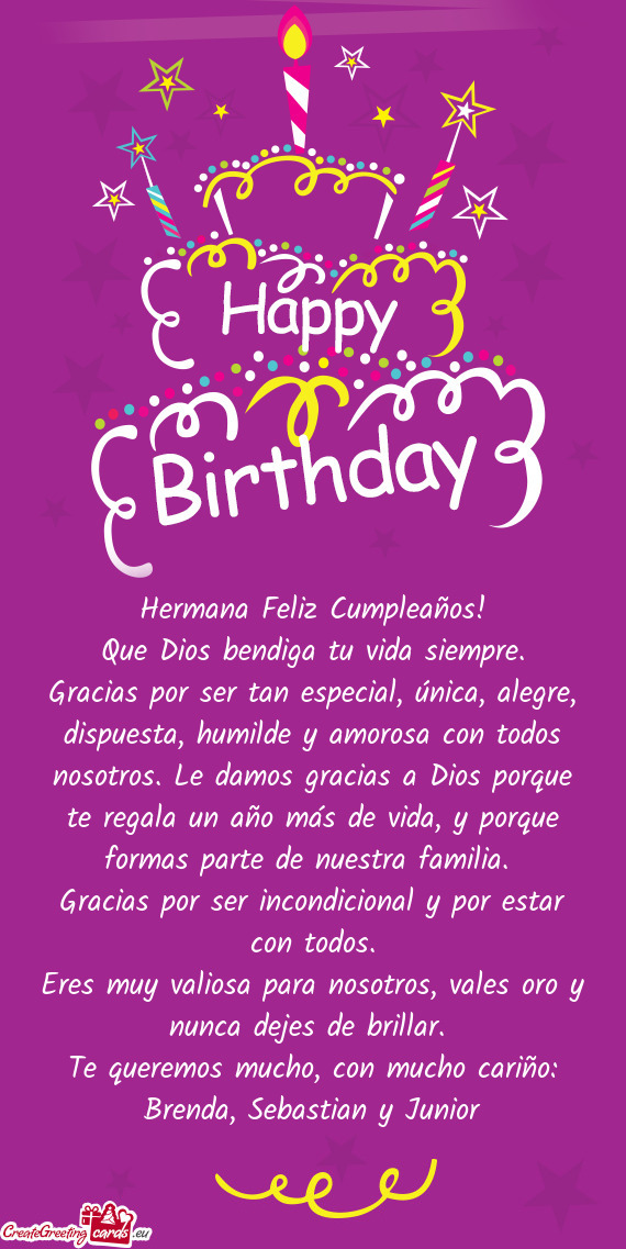 Hermana Feliz Cumpleaños