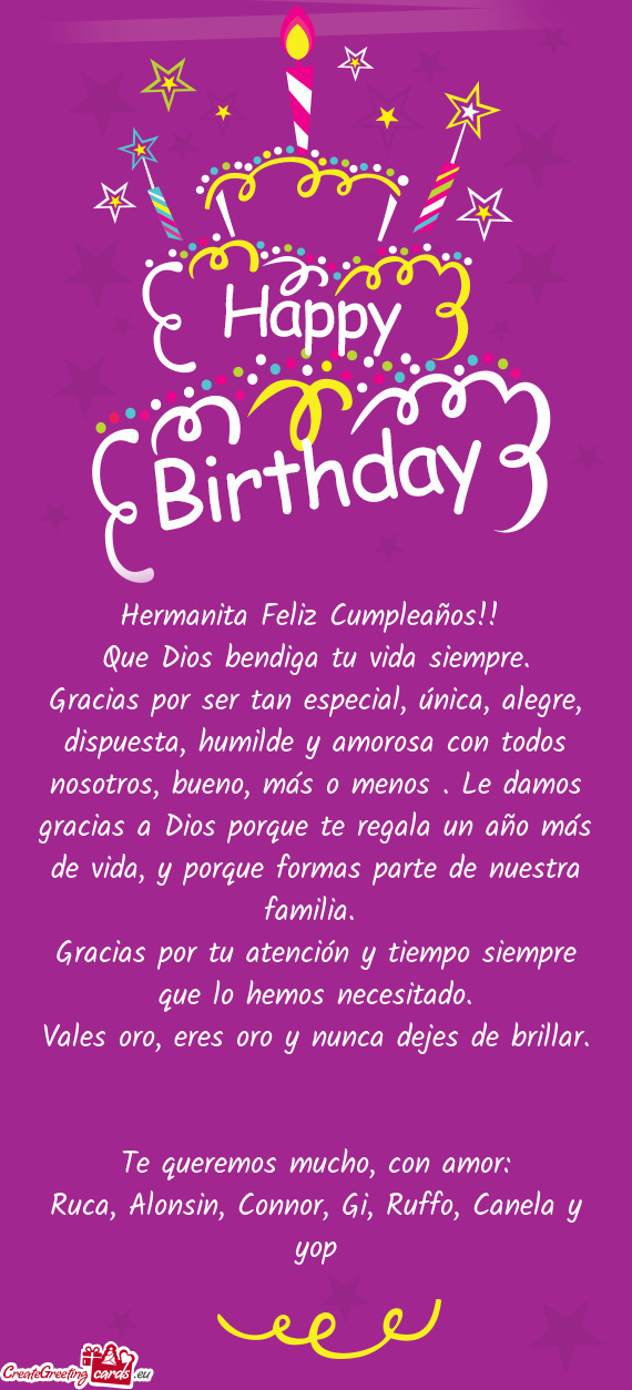 Hermanita Feliz Cumpleaños