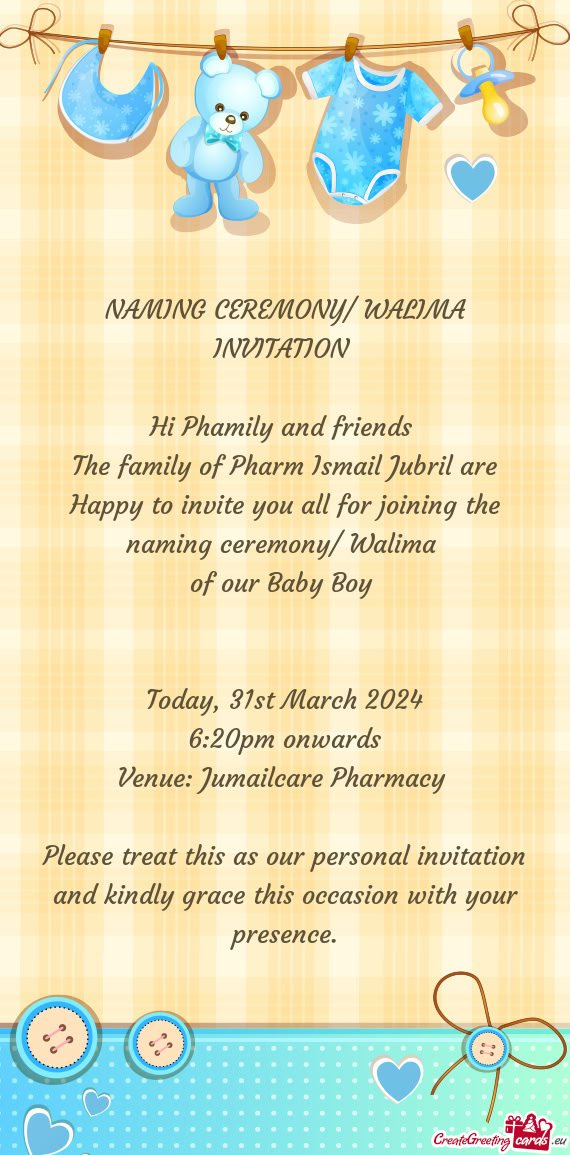 Hi Phamily and friends