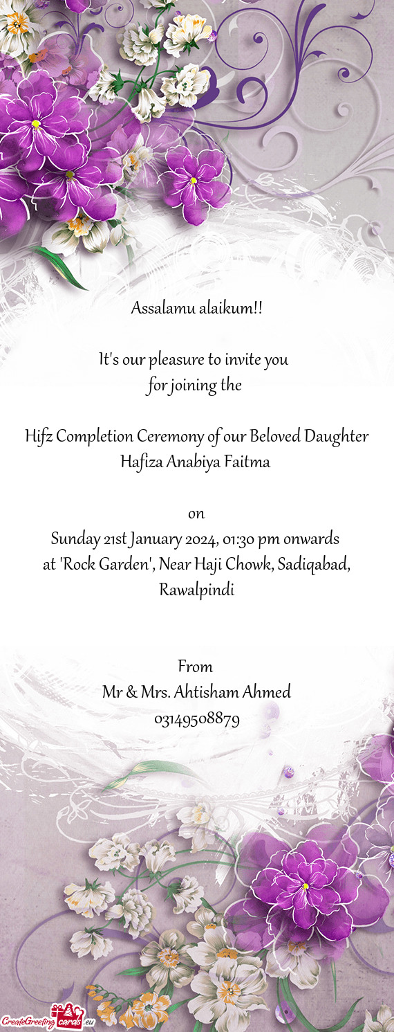 Hifz Completion Ceremony of our Beloved Daughter