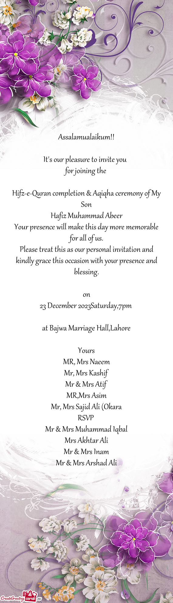 Hifz-e-Quran completion & Aqiqha ceremony of My Son