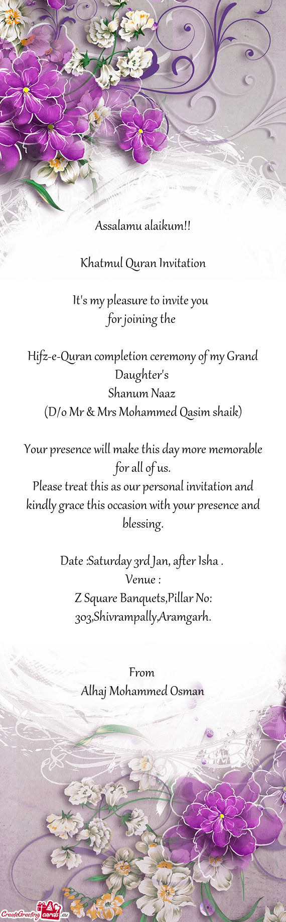 Hifz-e-Quran completion ceremony of my Grand Daughter