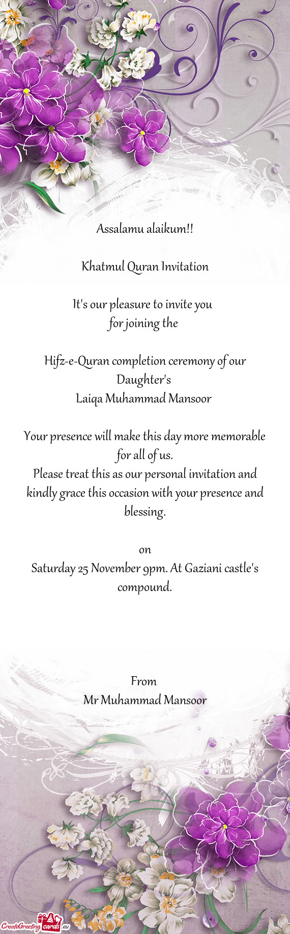 Hifz-e-Quran completion ceremony of our Daughter