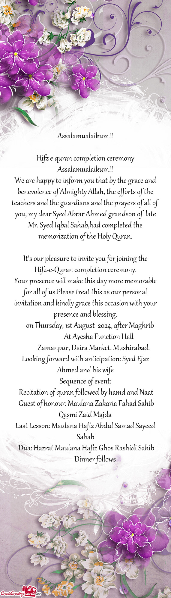 Hifz e quran completion ceremony