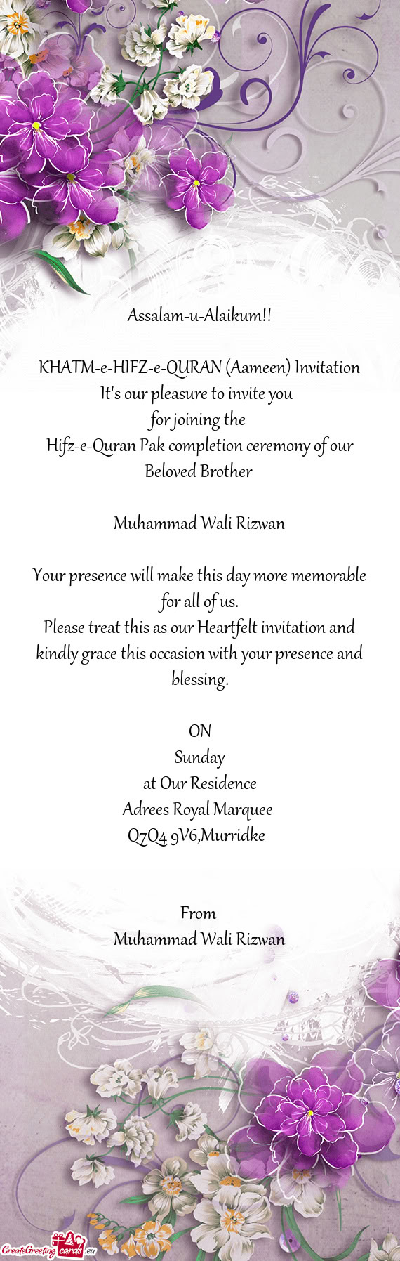 Hifz-e-Quran Pak completion ceremony of our Beloved Brother