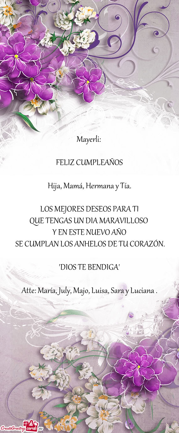 Hija, Mamá, Hermana y Tía