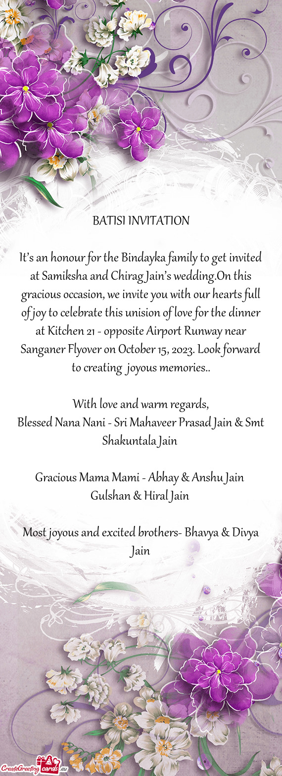 His gracious occasion, we invite you with our hearts full of joy to celebrate this unision of love f