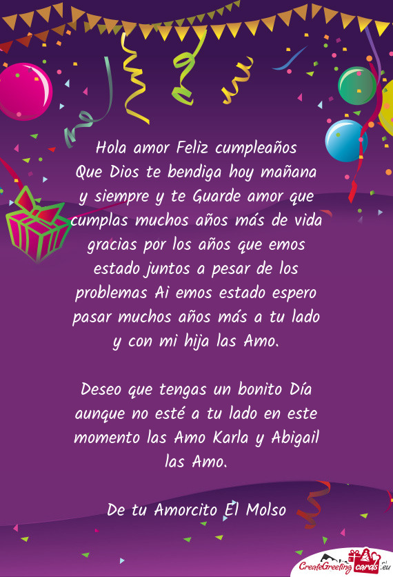 Hola amor Feliz cumpleaños