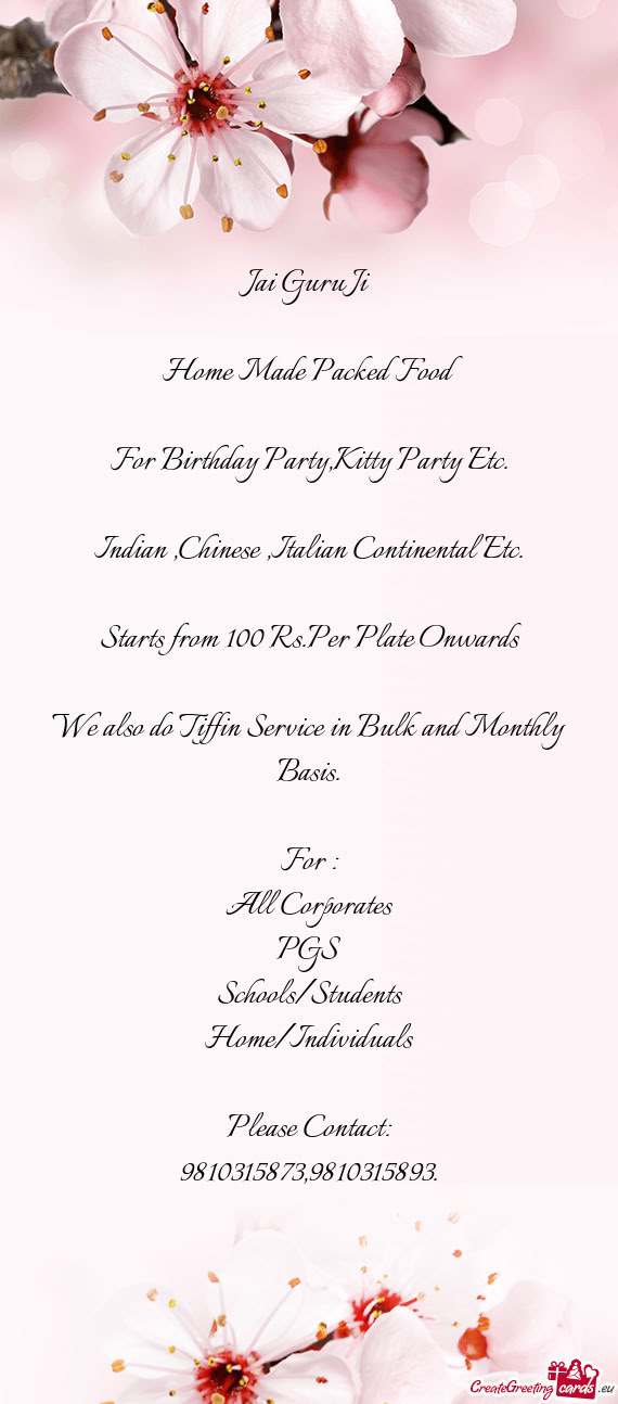 Home Made Packed Food