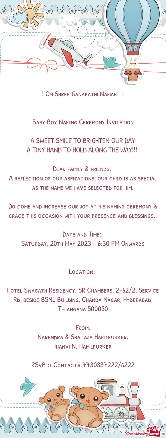 Hotel Swagath Residency, SR Chambers, 2-62/2, Service Rd, beside BSNL Building, Chanda Nagar, Hydera