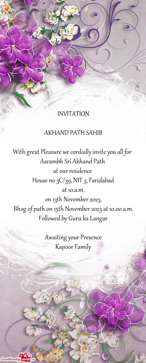 House no 3C/39, NIT 3, Faridabad