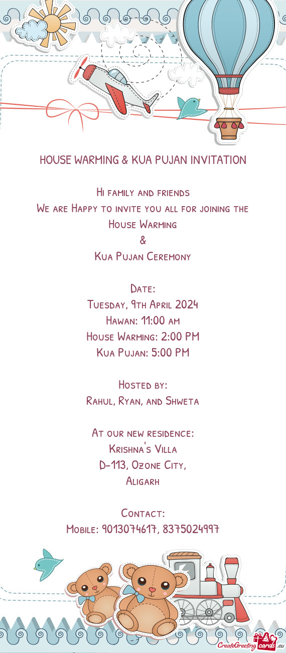 HOUSE WARMING & KUA PUJAN INVITATION