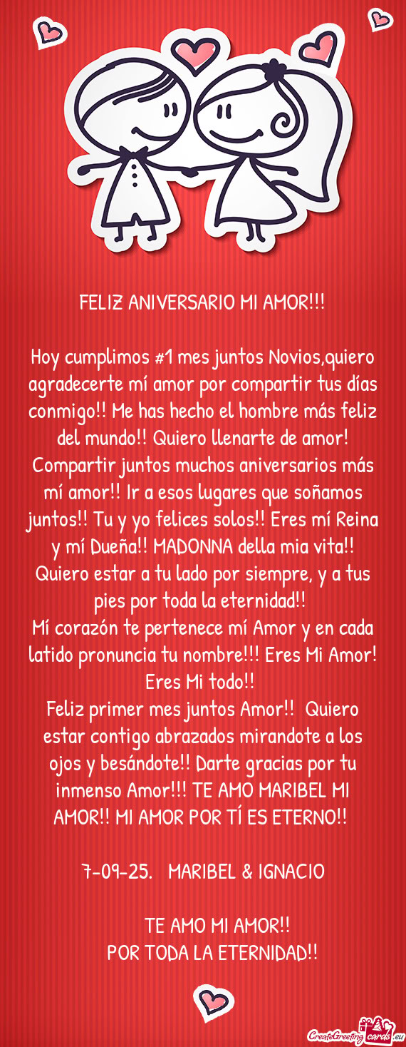 Hoy cumplimos #1 mes juntos Novios,quiero agradecerte mí amor por compartir tus días conmigo!! Me