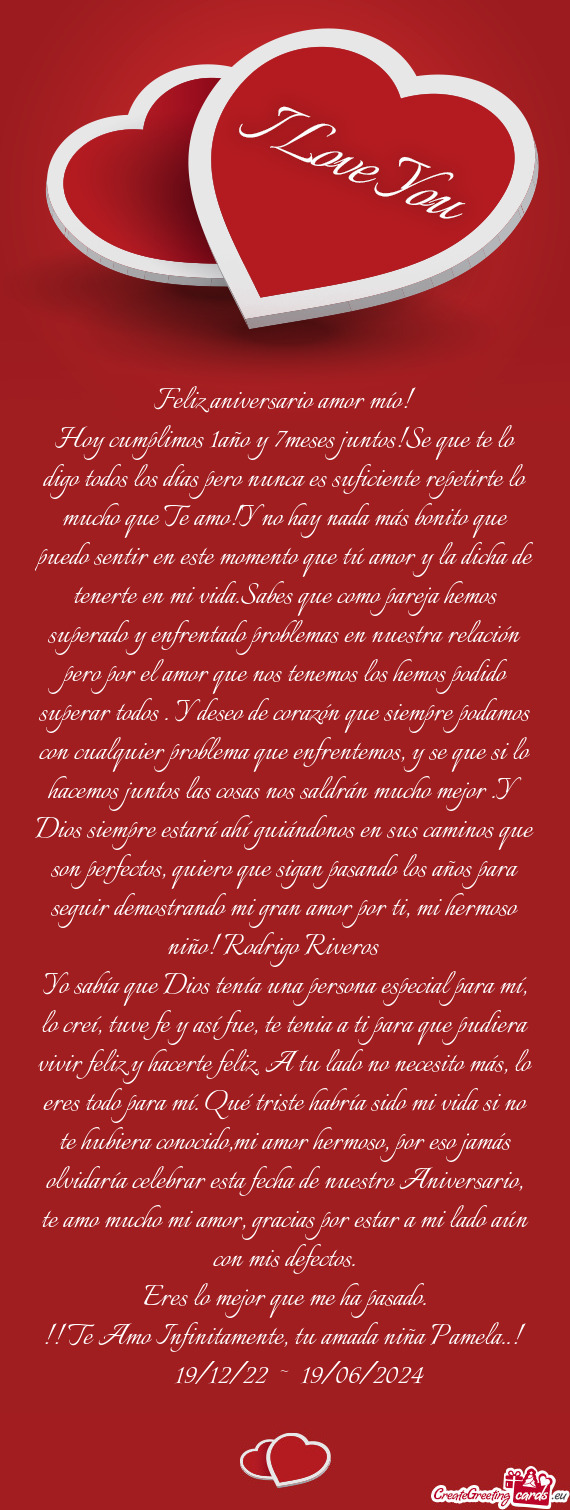 Hoy cumplimos 1año y 7meses juntos!Se que te lo digo todos los días pero nunca es suficiente repet