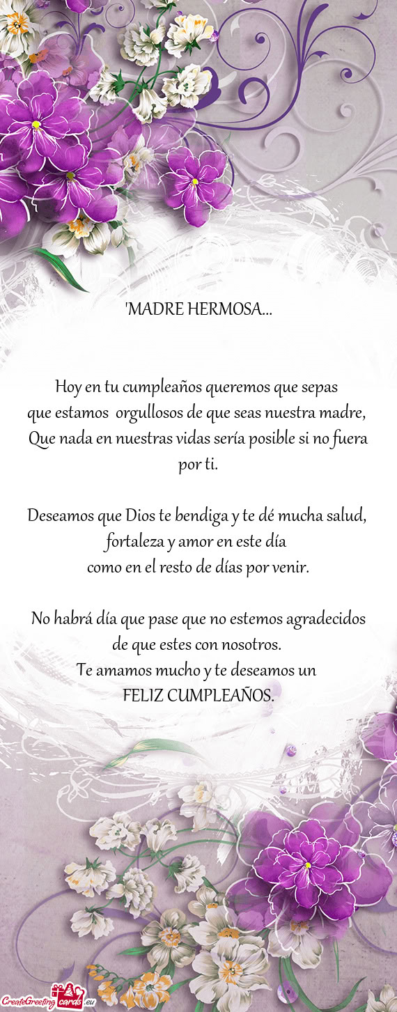 Hoy en tu cumpleaños queremos que sepas