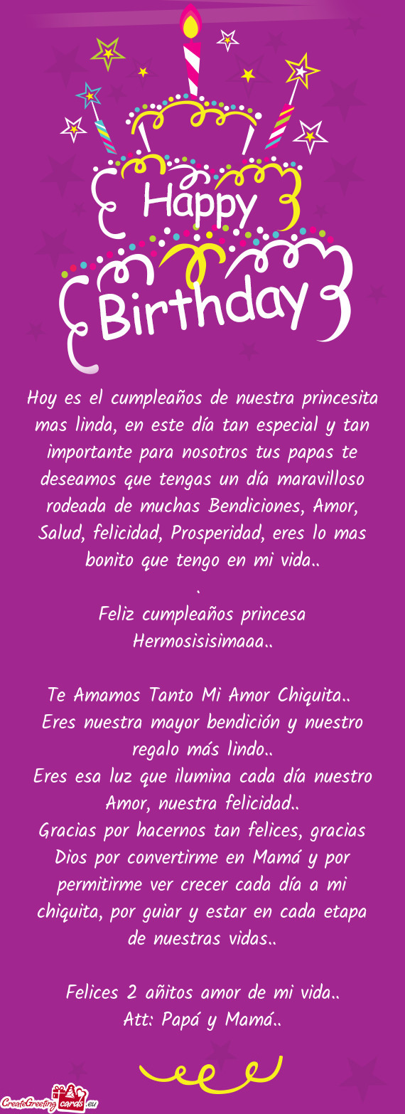 Hoy es el cumpleaños de nuestra princesita mas linda, en este día tan especial y tan importante pa