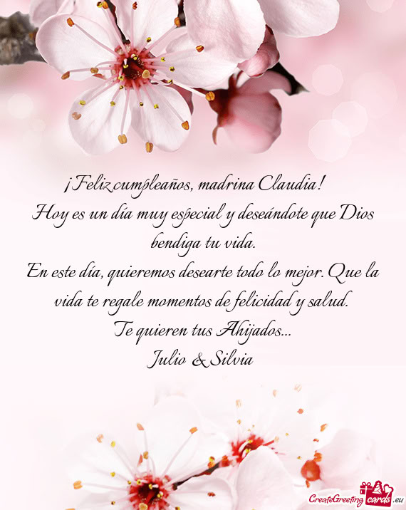 Hoy es un día muy especial y deseándote que Dios bendiga tu vida