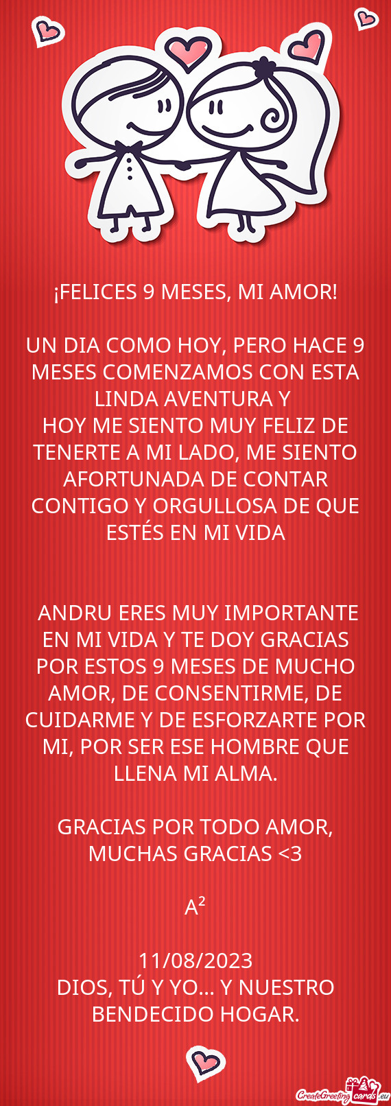 HOY ME SIENTO MUY FELIZ DE TENERTE A MI LADO, ME SIENTO AFORTUNADA DE CONTAR CONTIGO Y ORGULLOSA DE