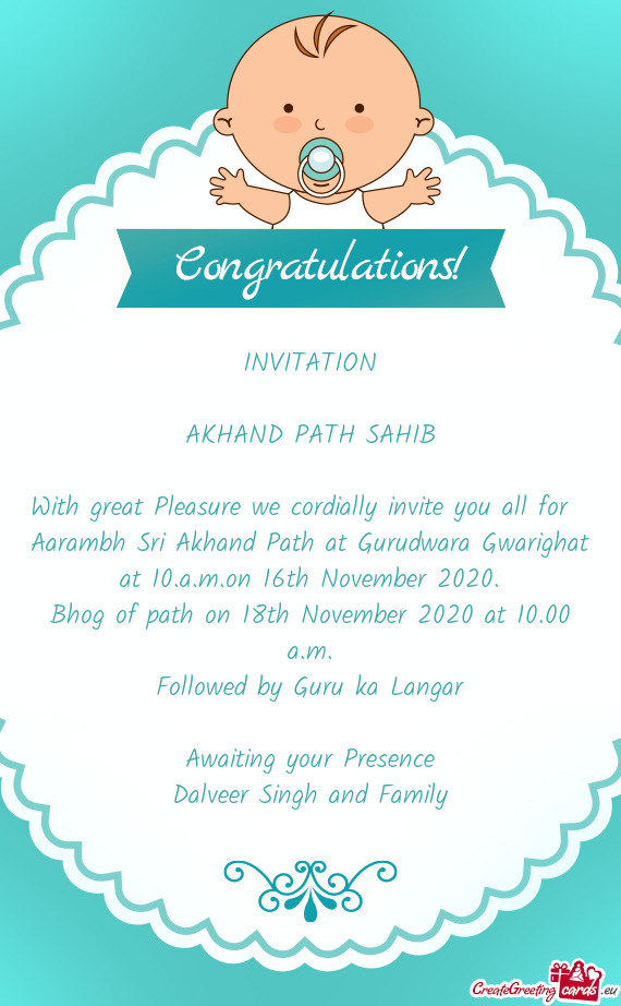 I Akhand Path at Gurudwara Gwarighat at 10