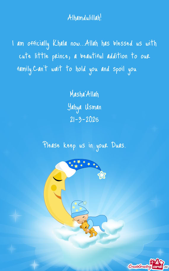 I am officially Khala now...Allah has blessed us with cute little prince, a beautiful addition to ou