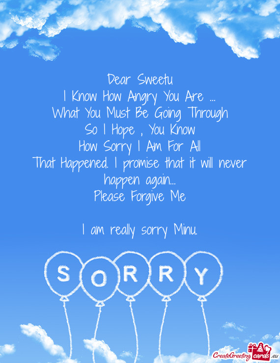 I am really sorry Minu