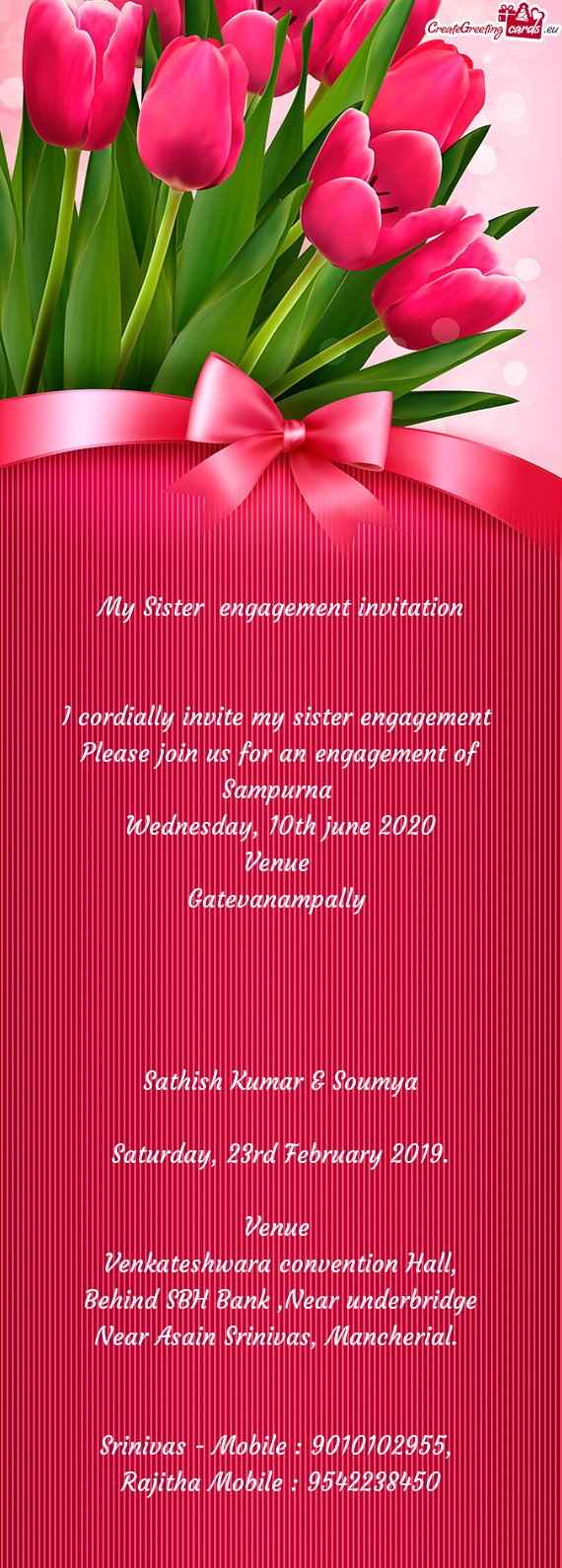 I cordially invite my sister engagement