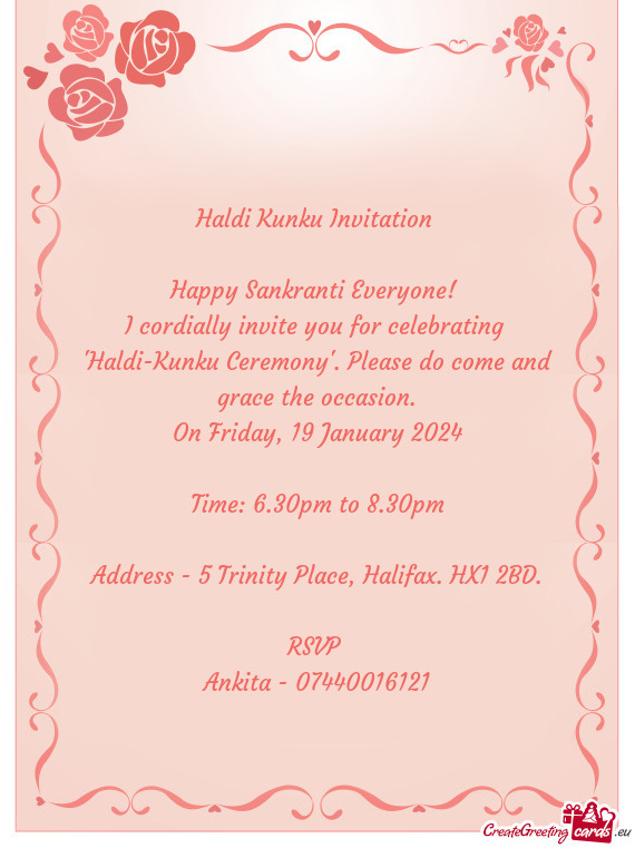 I cordially invite you for celebrating 