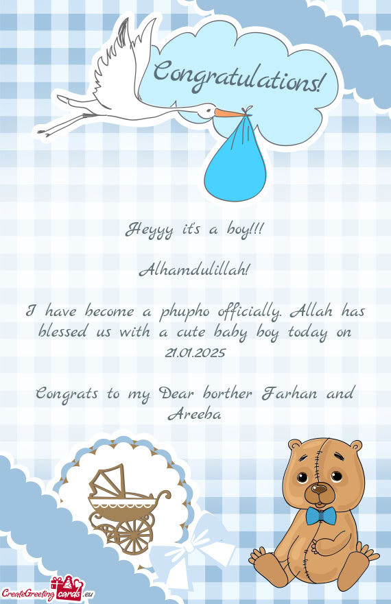I have become a phupho officially. Allah has blessed us with a cute baby boy today on 21.01.2025