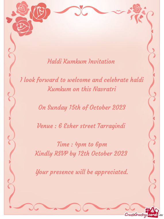 I look forward to welcome and celebrate haldi Kumkum on this Navratri