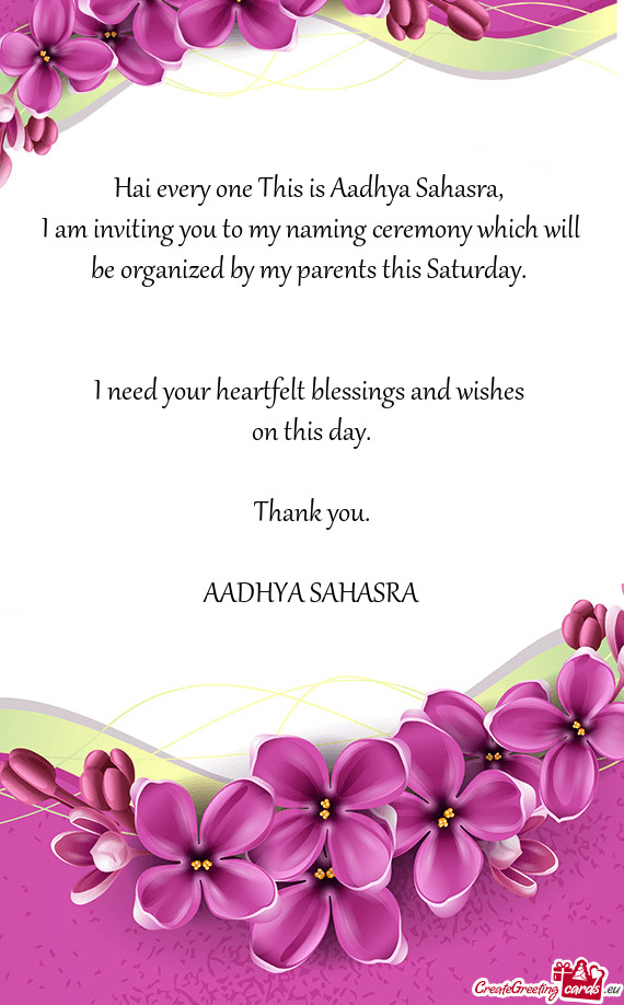 I need your heartfelt blessings and wishes