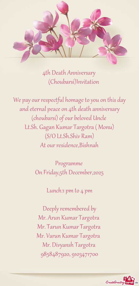 I) of our beloved Uncle