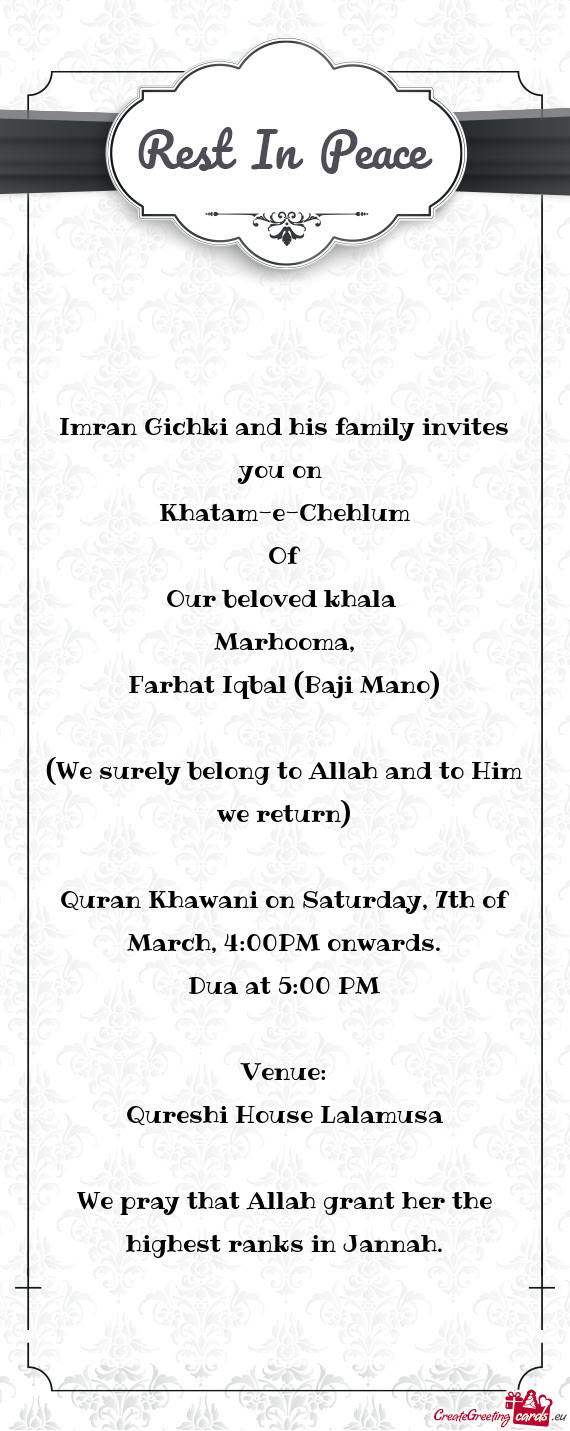 Imran Gichki and his family invites you on