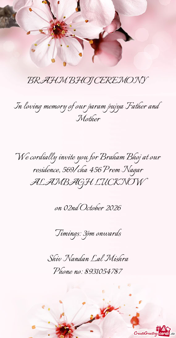 In loving memory of our param pujya Father and Mother