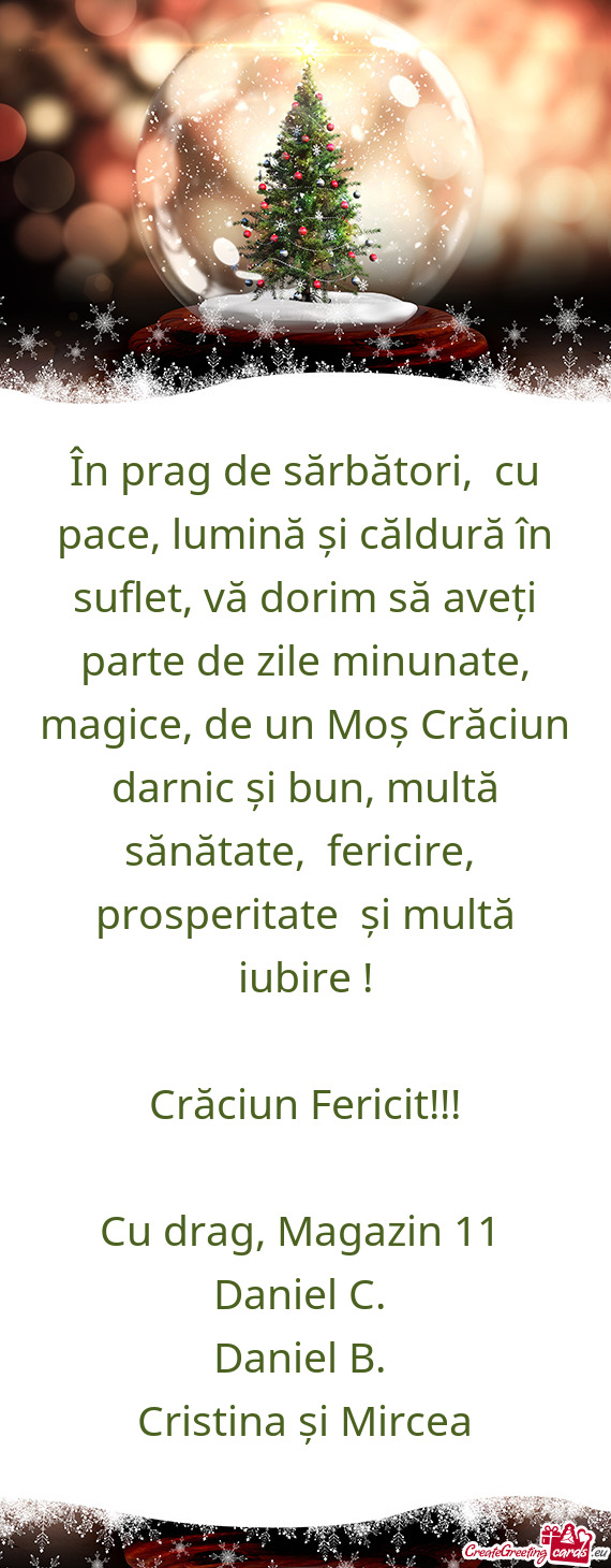 În prag de sărbători, cu pace, lumină și căldură în suflet, vă dorim să aveți parte de z