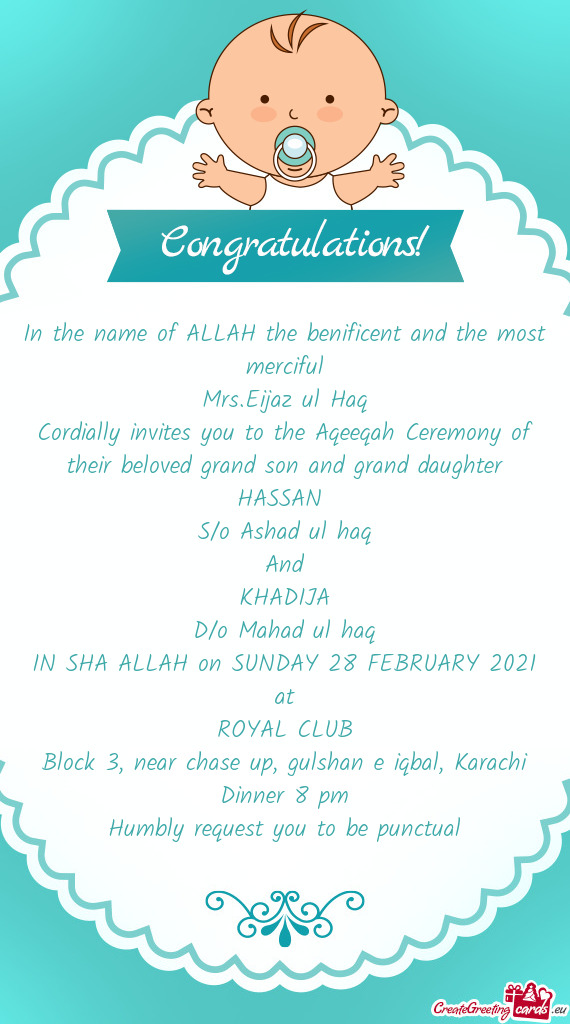 IN SHA ALLAH on SUNDAY 28 FEBRUARY 2021