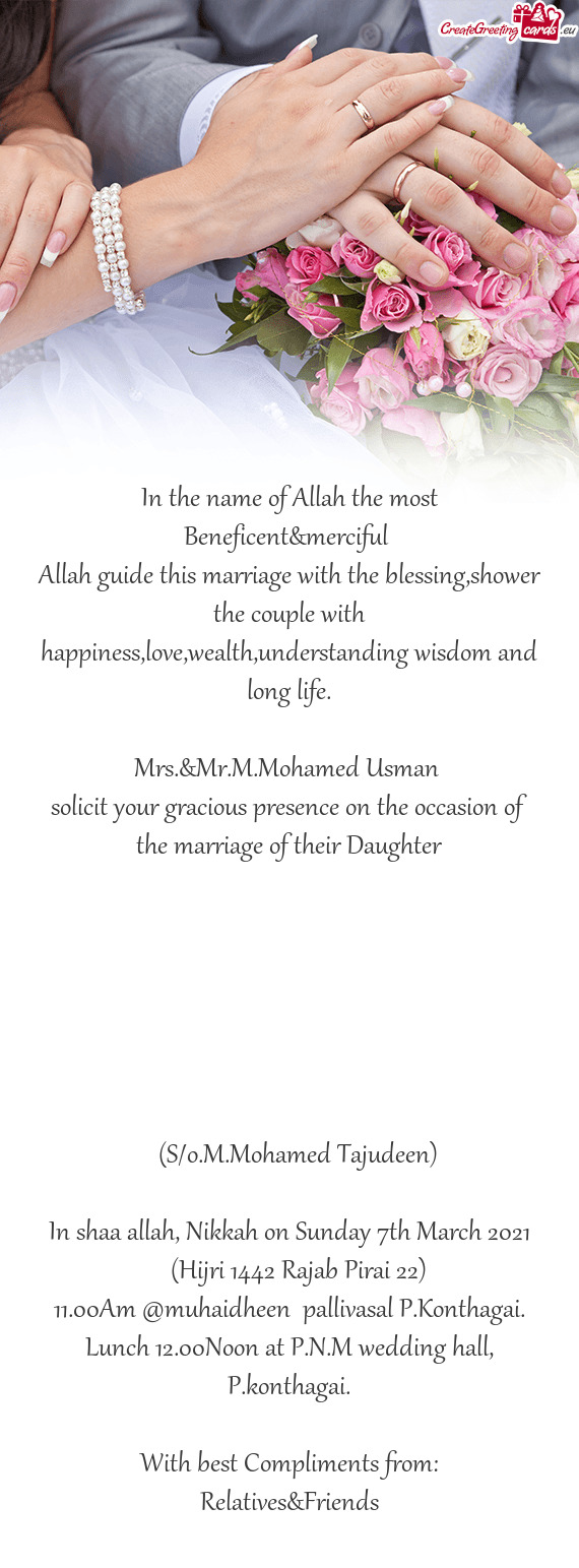 In shaa allah, Nikkah on Sunday 7th March 2021