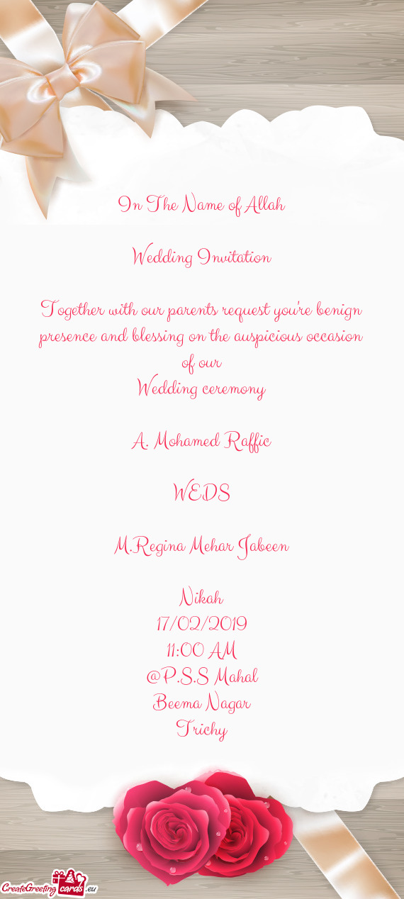 In The Name of Allah    Wedding Invitation    Together