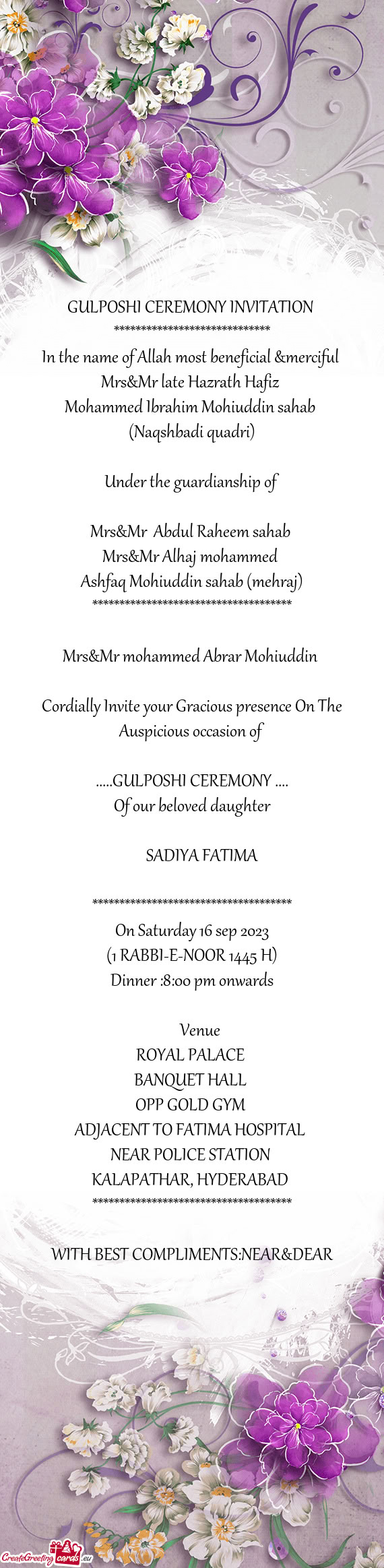 In the name of Allah most beneficial &merciful